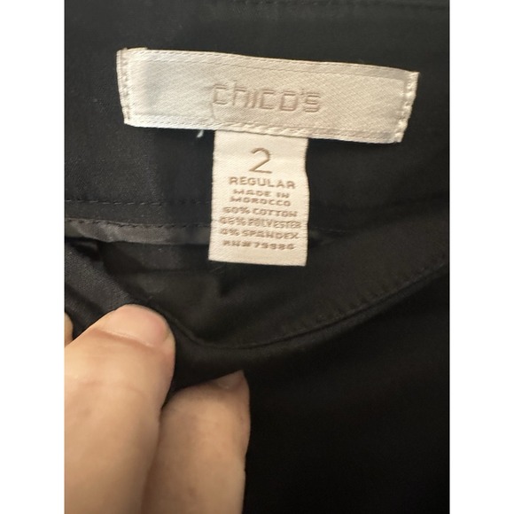 Chico's Women's‎ 2 (12/L) Regular Black Mid Rise Straight Leg Pants Business - Picture 4 of 4